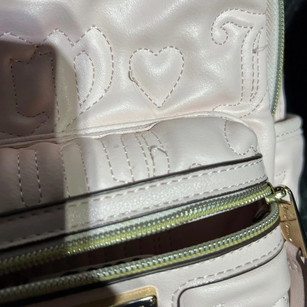 Juicy Couture Mini Backpack Womens Small Pink Embossed Logo Faux Leather Y2K Bag